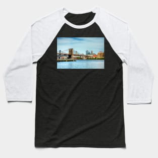 Brooklyn Bridge East River New York City Baseball T-Shirt